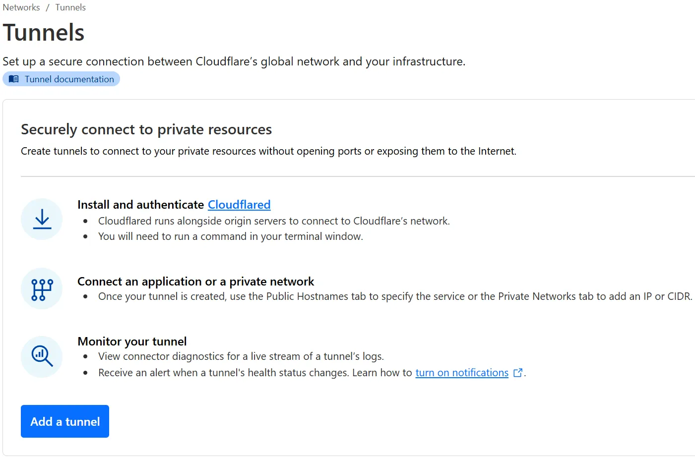 Creating a Cloudflare Tunnel.