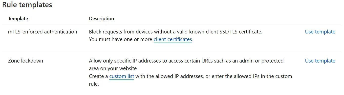 Zone lockdown template.