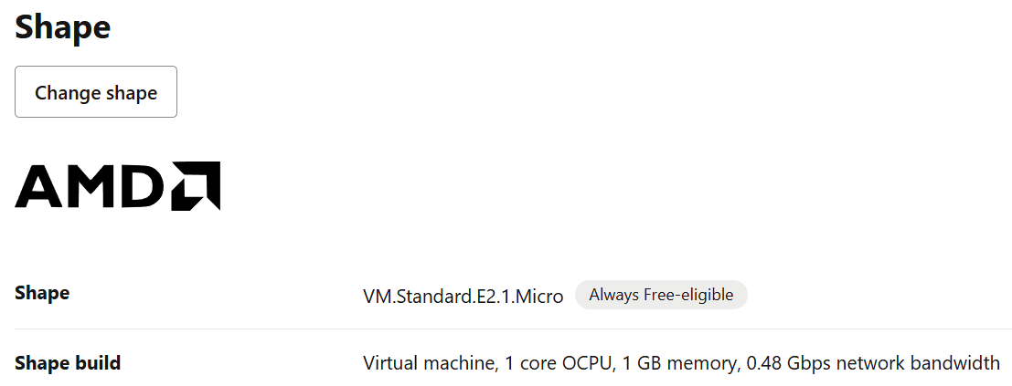 Choosing a Shape while creating a compute instance in OCI.