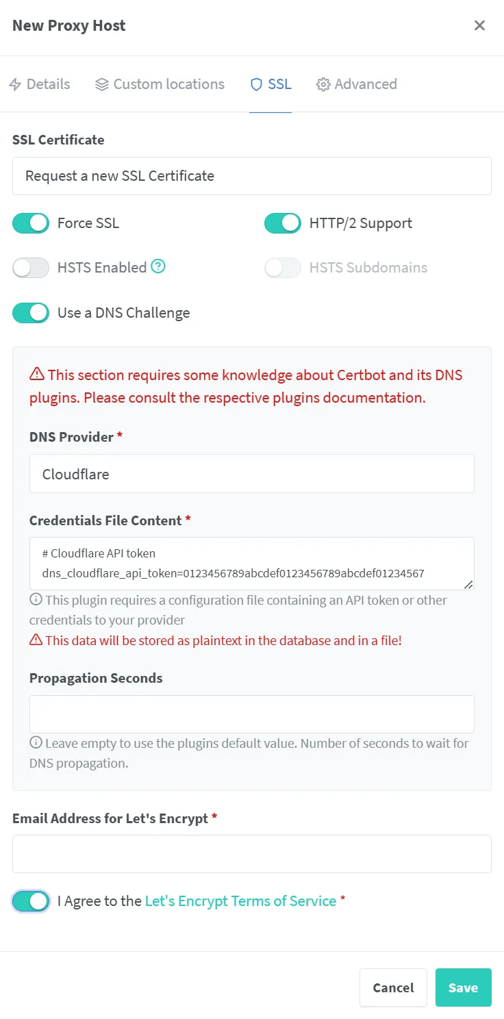 Configuring SSL on proxy host in Nginx Proxy Manager Configuring SSL on proxy host in Nginx Proxy Manager.