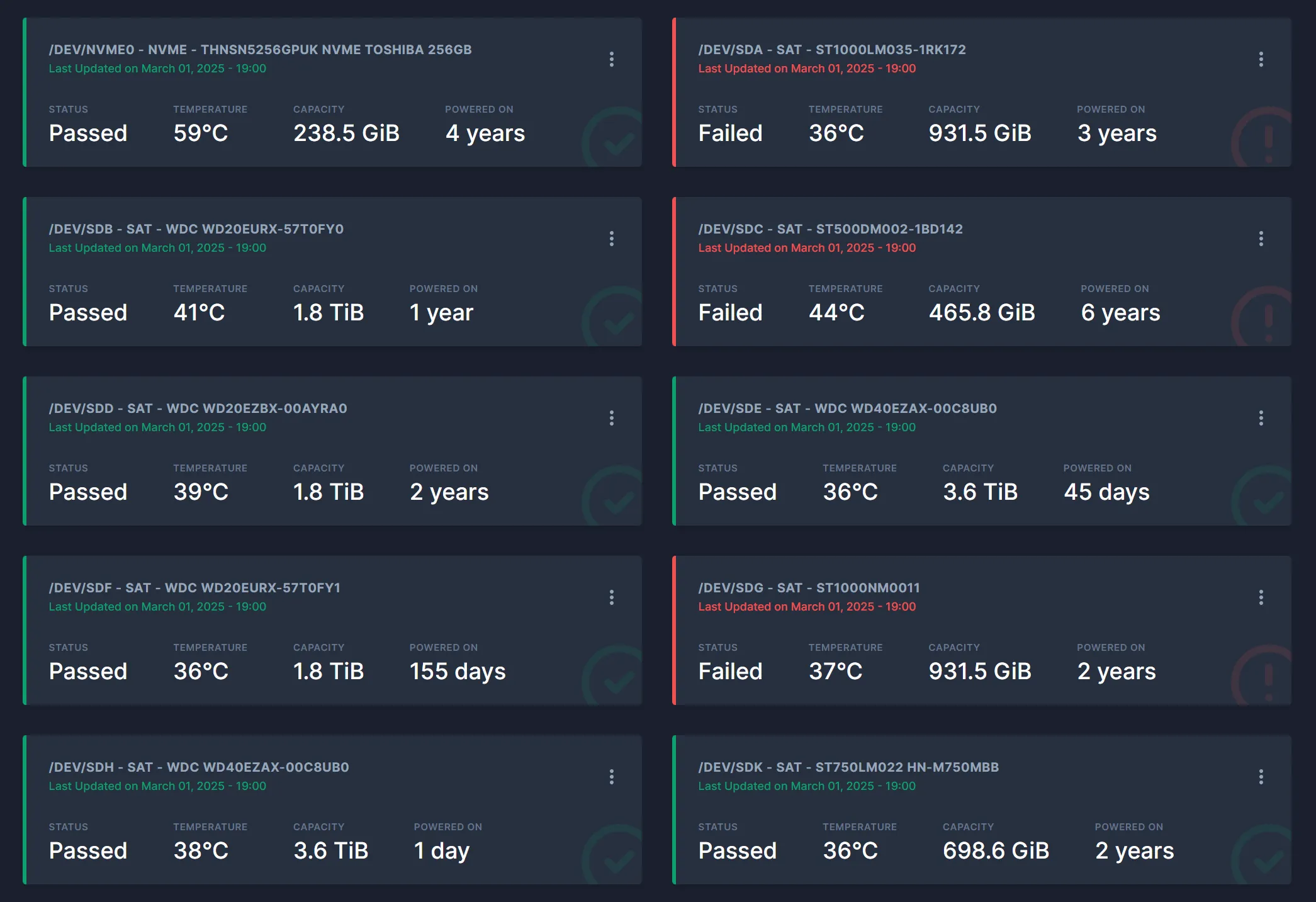 A screenshot of the Scrutiny web-based user interface