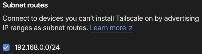 A screenshot of the Tailscale web-based admin console