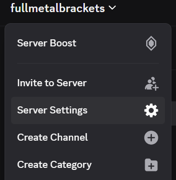 Discord server settings.